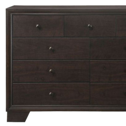 57" Espresso Solid and Manufactured Wood Nine Drawer Double Dresser