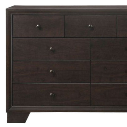 57" Espresso Wood Nine Drawer Double Dresser