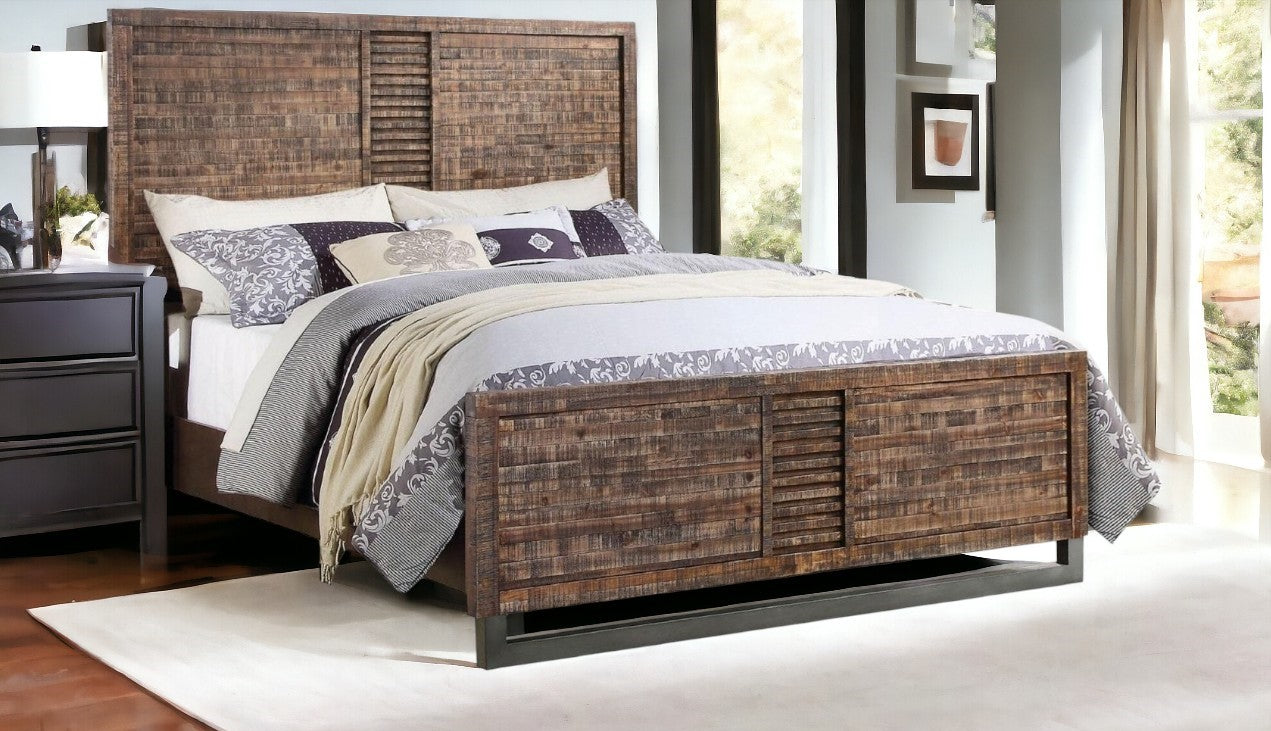 Solid Wood Queen Brown and Black Bed