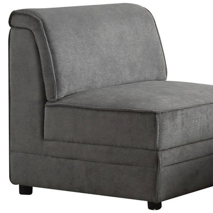 30" Gray and Black Velvet Slipper Chair