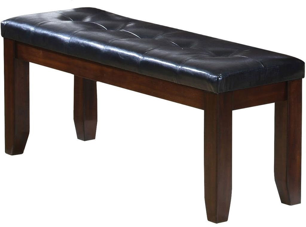 48" Black and Espresso Upholstered Faux Leather Bench