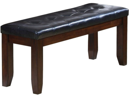48" Black And Espresso Tufted Faux Leather And Solid Wood Upholstered Bench