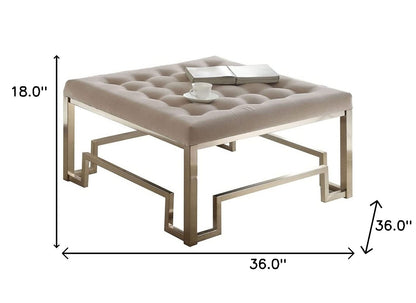 36" Champagne Cotton Blend Cocktail Ottoman