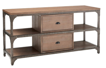 60" Wood Brown Open Shelving TV Stand