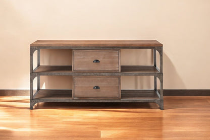 60" Wood Brown Open Shelving TV Stand