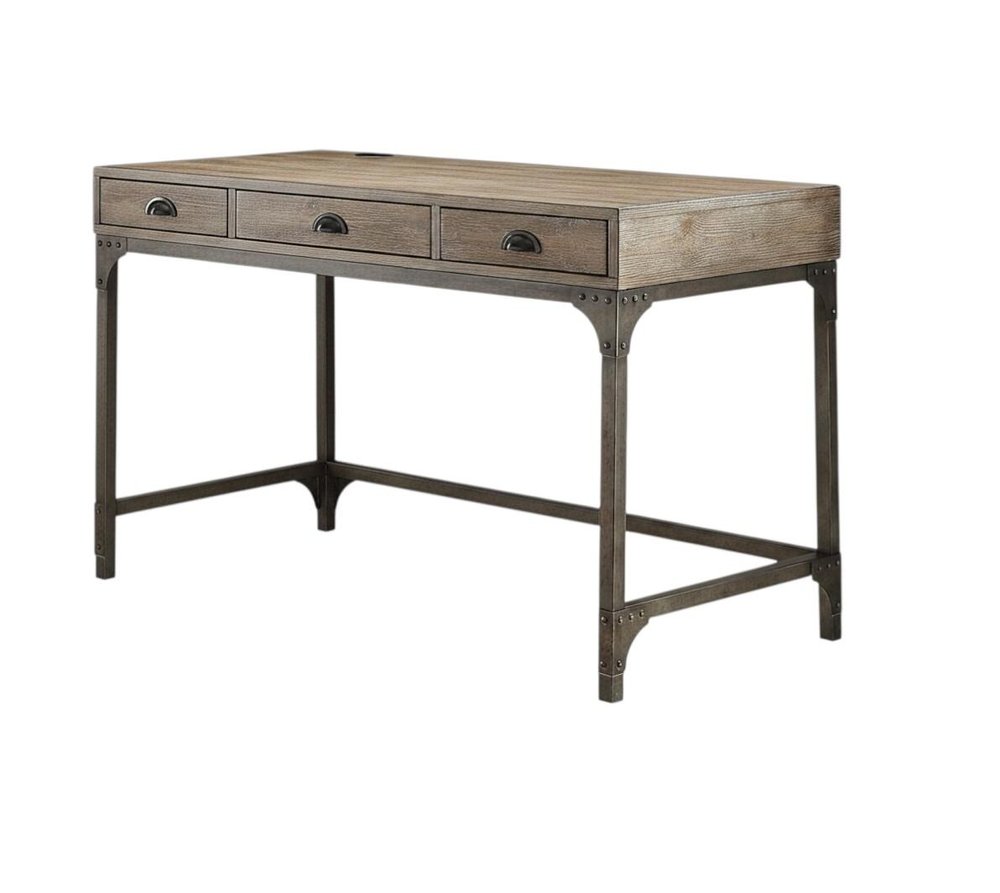 47" Natural and Gray Writing Desk With Three Drawers
