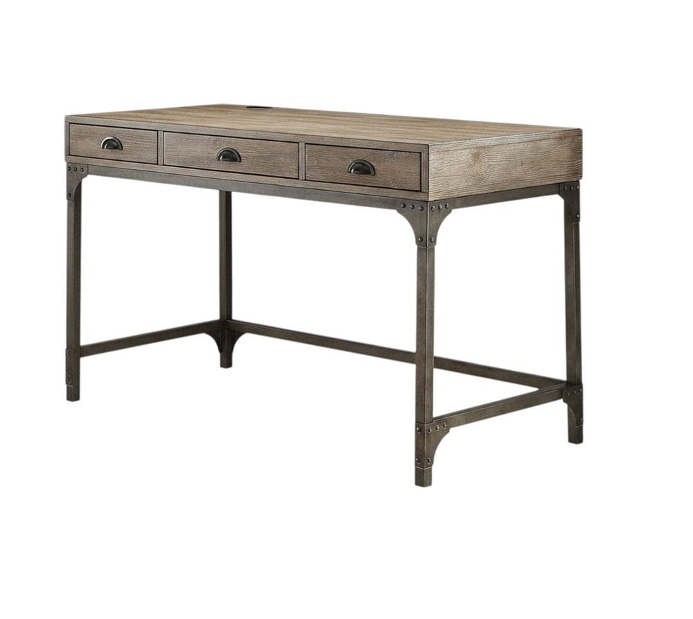 47" Natural and Gray Writing Desk With Three Drawers