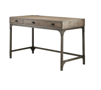 47" Natural and Gray Writing Desk With Three Drawers