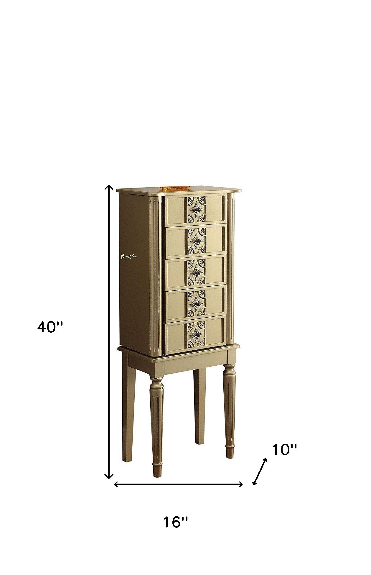 40" Gold 5 Mirrored Nightstand