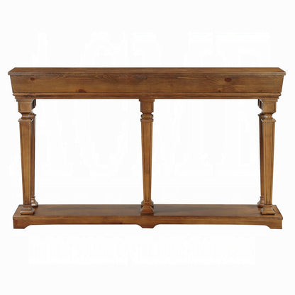 72" Oak Solid and Manufactured Wood Floor Shelf Console Table With Shelves