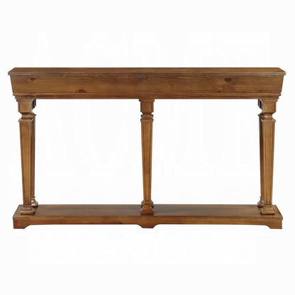 60" Brown Solid Wood Floor Shelf Console Table