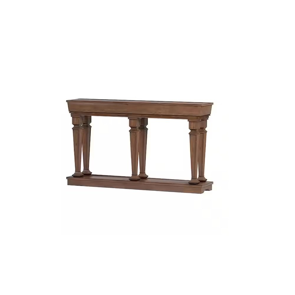 72" Oak Wood Floor Shelf Console Table With Shelf