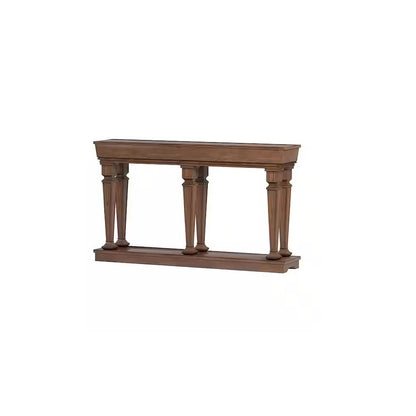 72" Oak Wood Floor Shelf Console Table With Shelf
