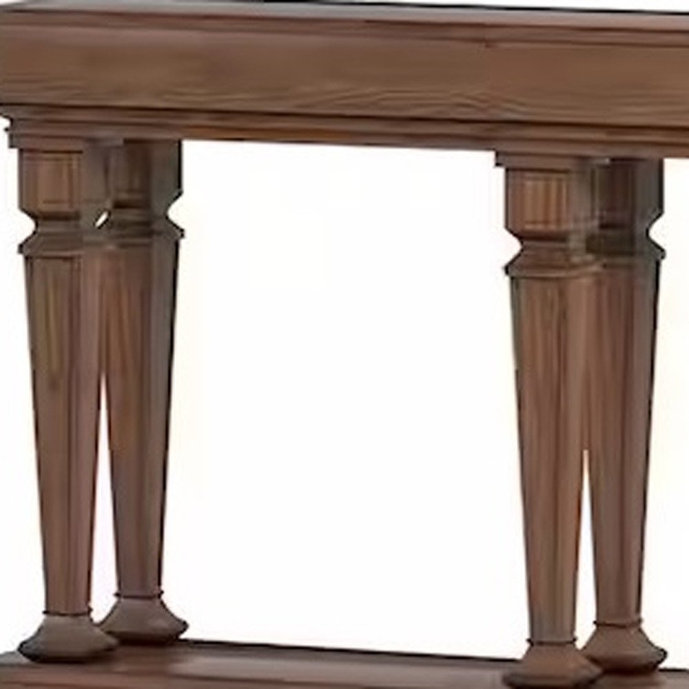 72" Oak Wood Floor Shelf Console Table With Shelf