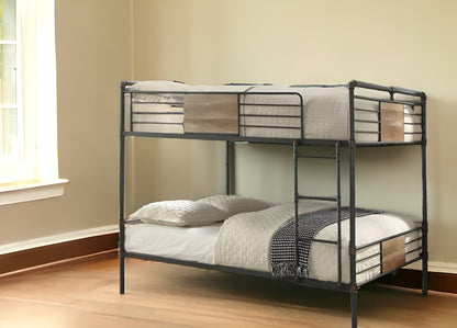 Dark Brown Full Industrial Metal Bunk Bed