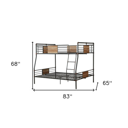 Dark Brown Full Industrial Metal Bunk Bed