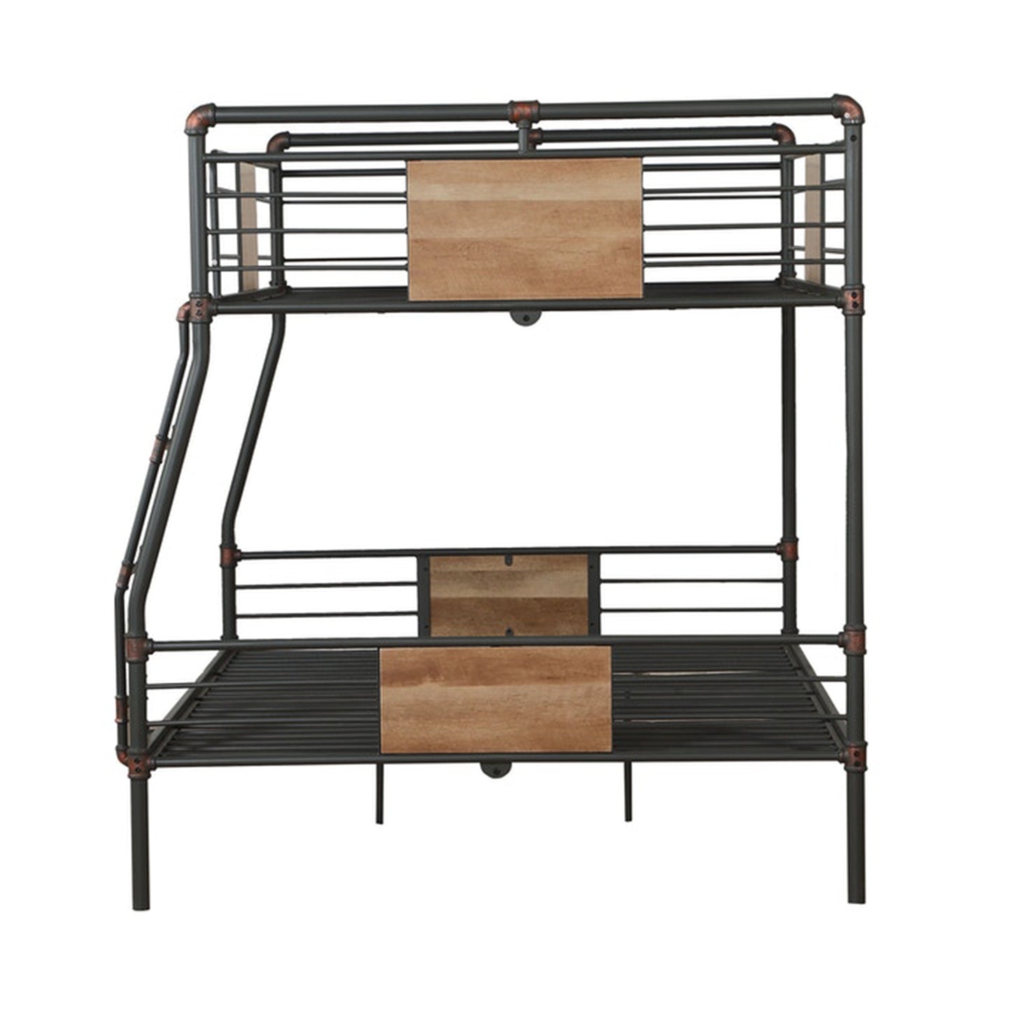 Dark Brown Full Industrial Metal Bunk Bed