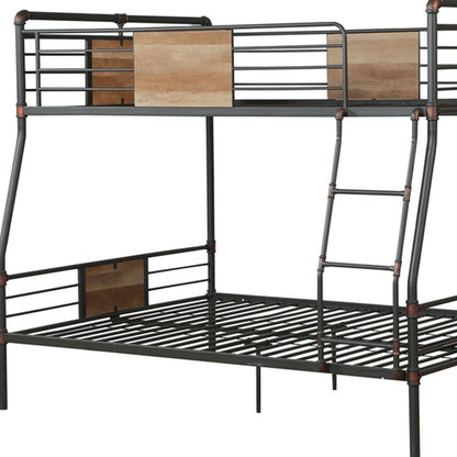 Dark Brown Full Industrial Metal Bunk Bed