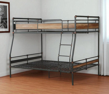 83" X 65" X 68" Sandy Black  Dark Bronze Handbrushed Queen Over Queen Bunk Bed