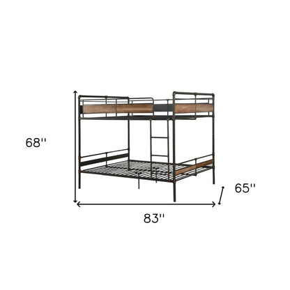 Dark Brown Full Industrial Metal Bunk Bed