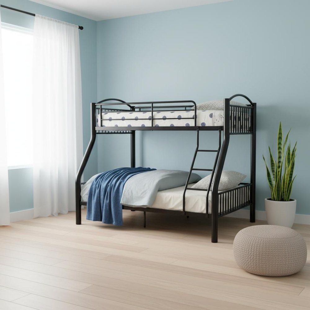78" X 56" X 67" Twin Over Full Black Bunk Bed