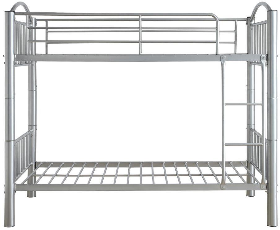 78" X 44" X 67" Twin Over Twin Silver Metal Bunk Bed