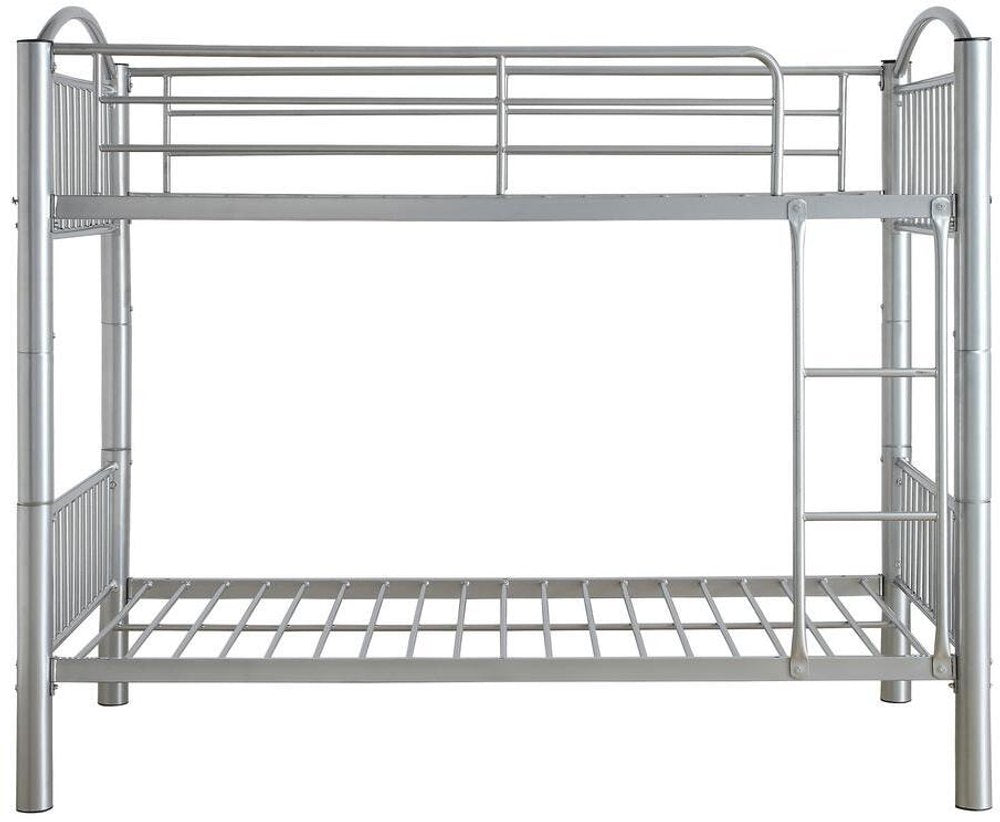 78" X 44" X 67" Twin Over Twin Silver Metal Bunk Bed