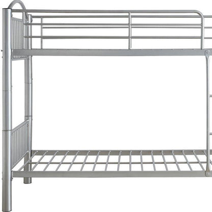 78" X 44" X 67" Twin Over Twin Silver Metal Bunk Bed