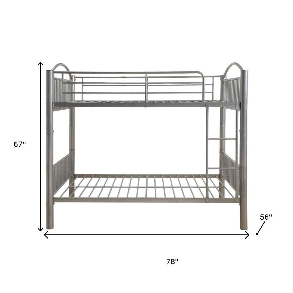 Silver Full Over Full Metal Bunk Bed