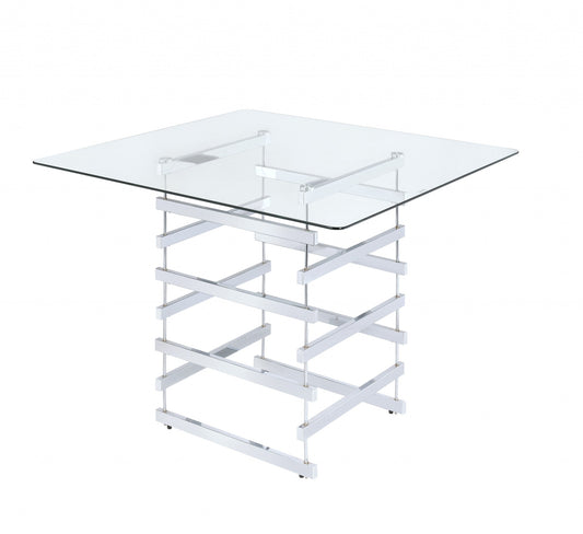 42" Clear Glass Square Frame Console Table