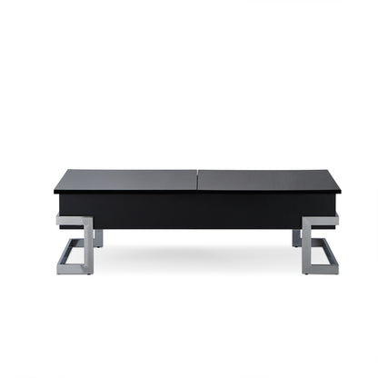 47" White And Silver Rectangular Lift Top Coffee Table