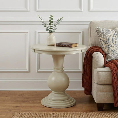 26" White Solid And Manufactured Wood Round End Table