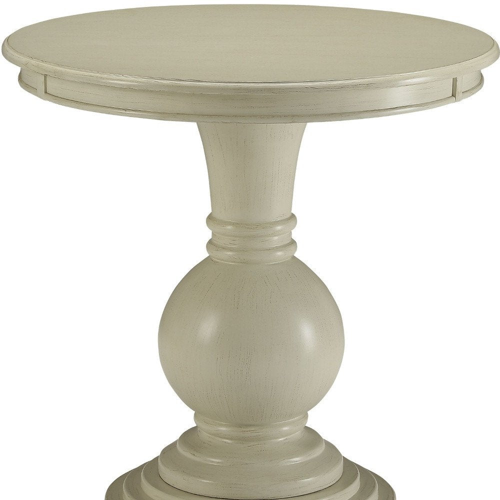26" Brown Solid Wood Round Pedestal End Table