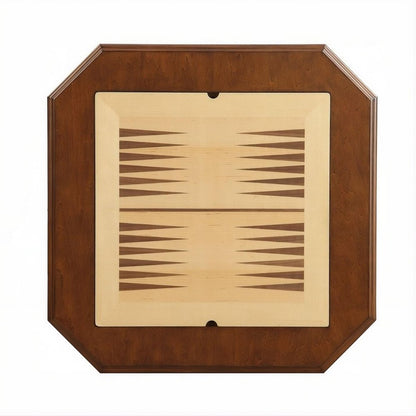 28" Brown Cherry Octagonal Game Table With Drawer
