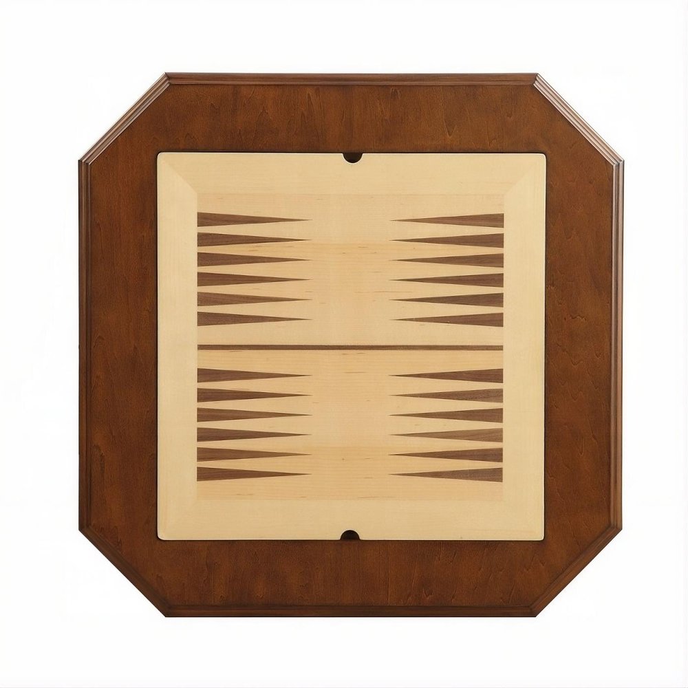 28" Brown Cherry Octagonal Game Table With Drawer