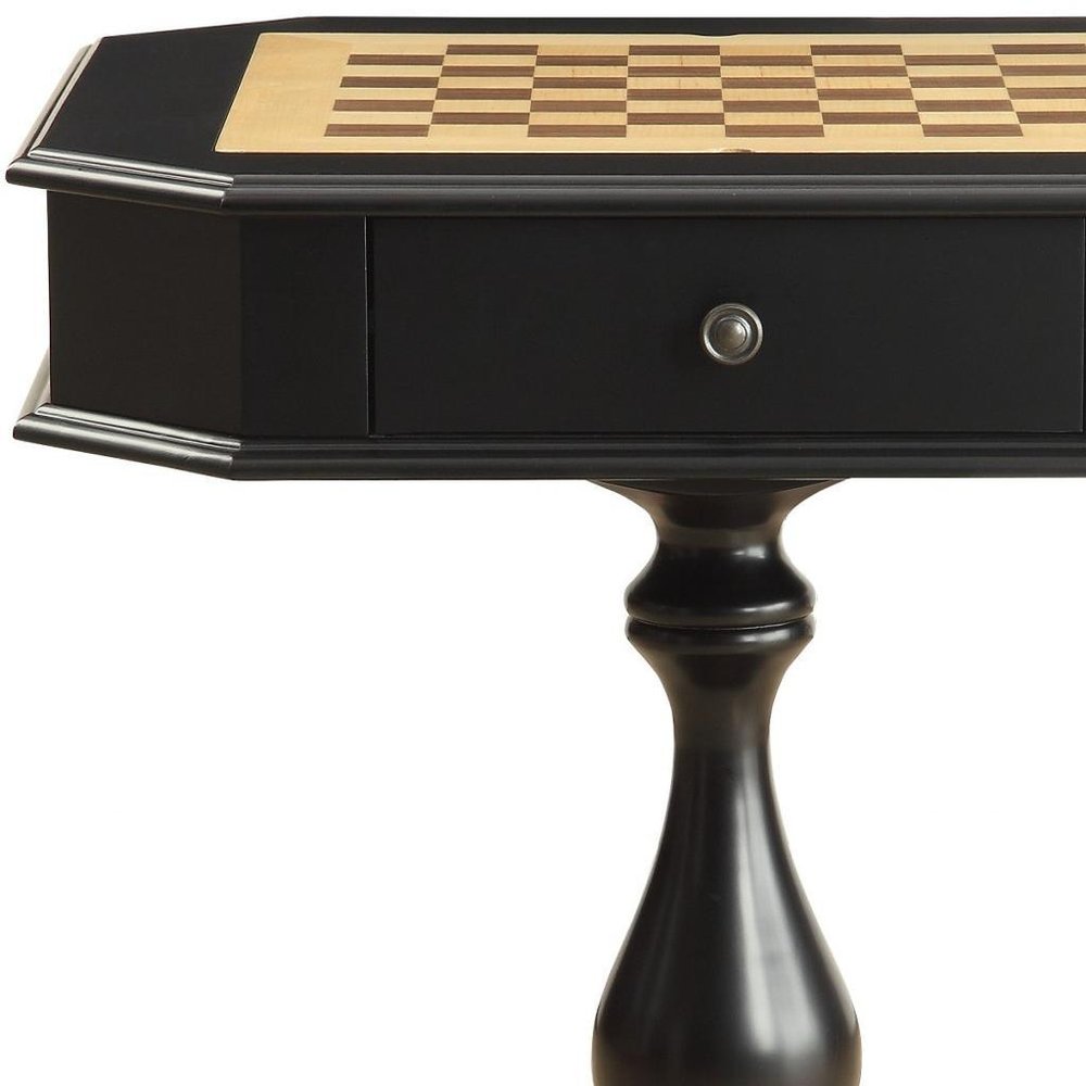 28" Brown Cherry Octagonal Game Table With Drawer