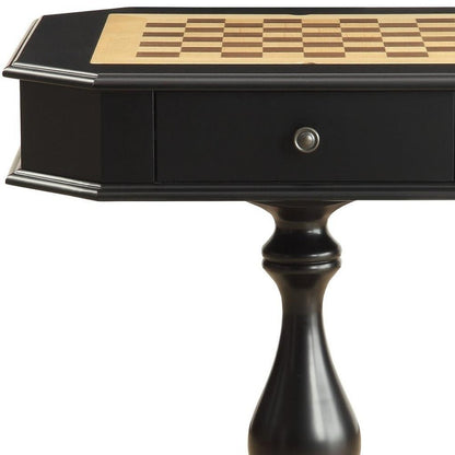 28" Brown Cherry Octagonal Game Table With Drawer
