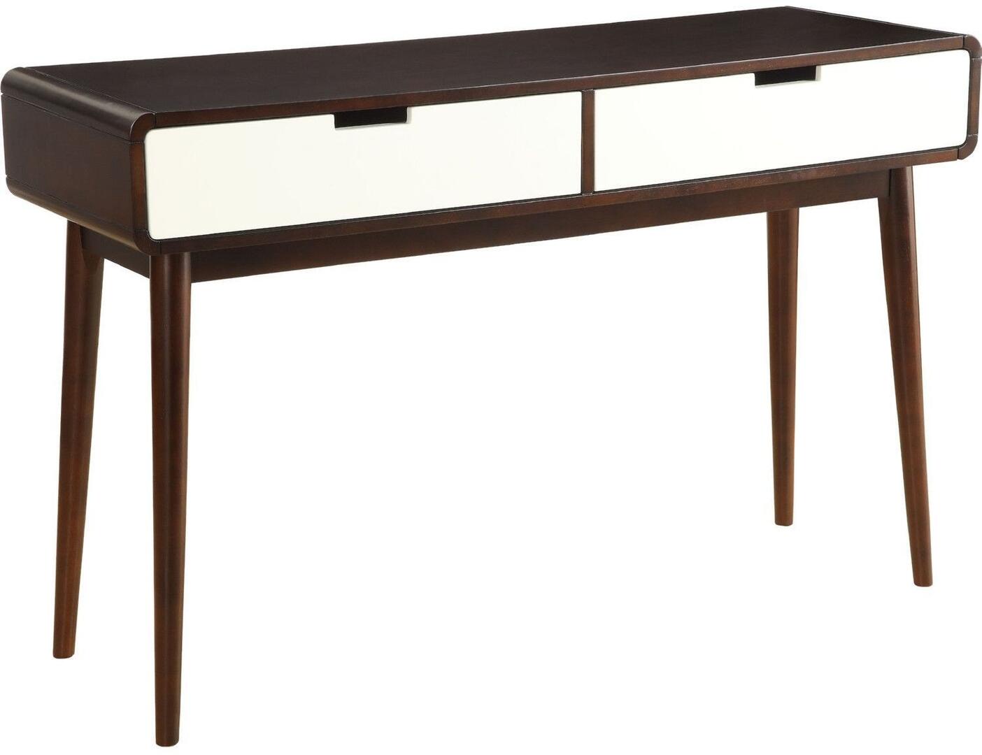 Mahogony And White Double Drawer Console Table