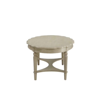 50" Antiqued White Solid Wood Oval Distressed Coffee Table