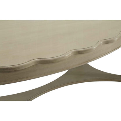 50" Antiqued White Solid Wood Oval Distressed Coffee Table