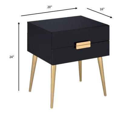 24" Gold And White End Table With Two Drawers