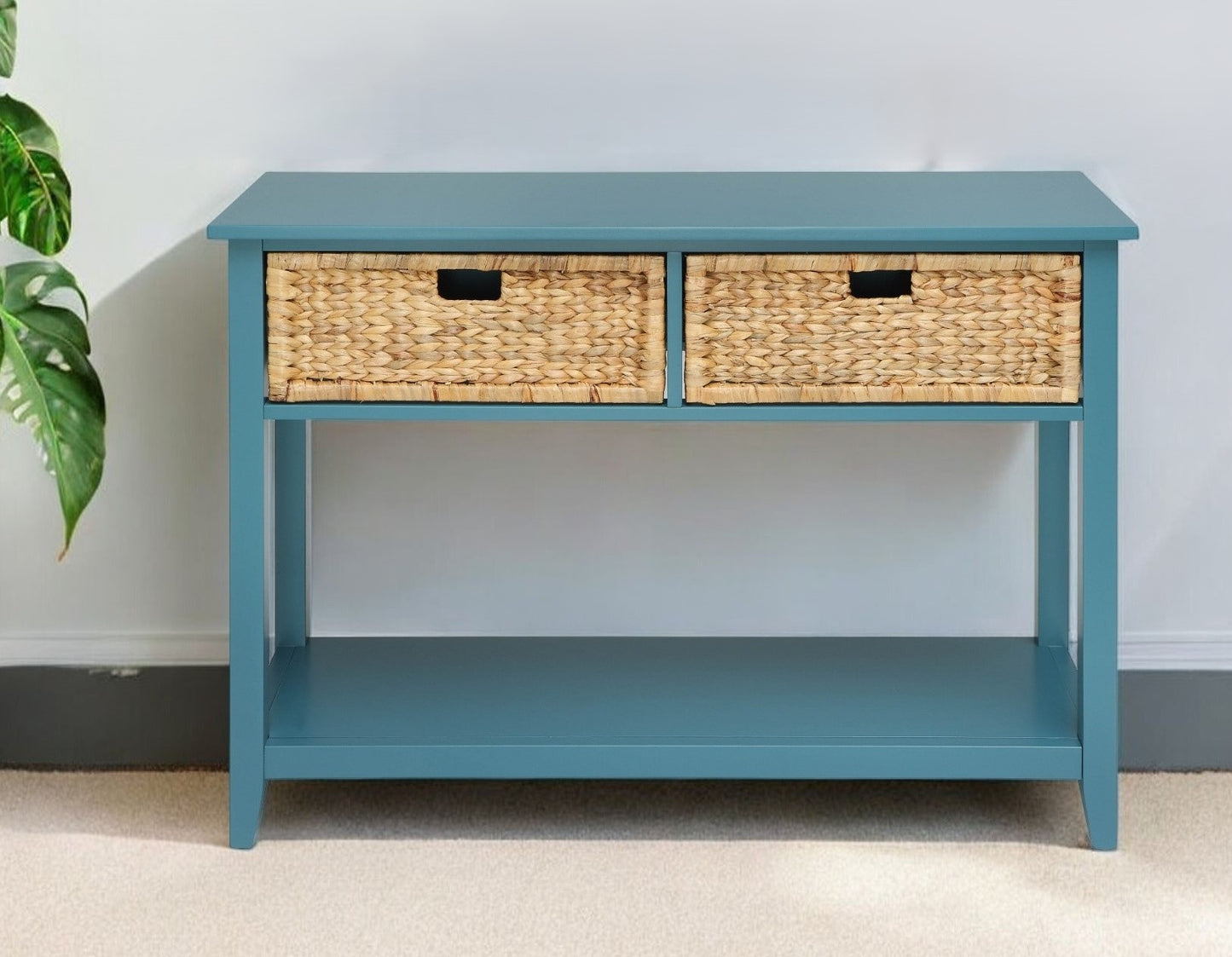 44" White Solid Wood Console Table And Drawers