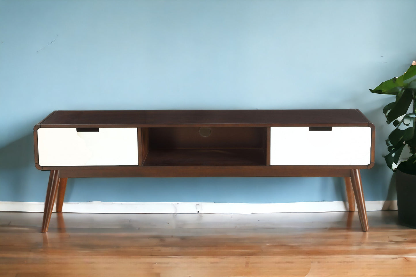 59" Brown Open Shelving TV Stand