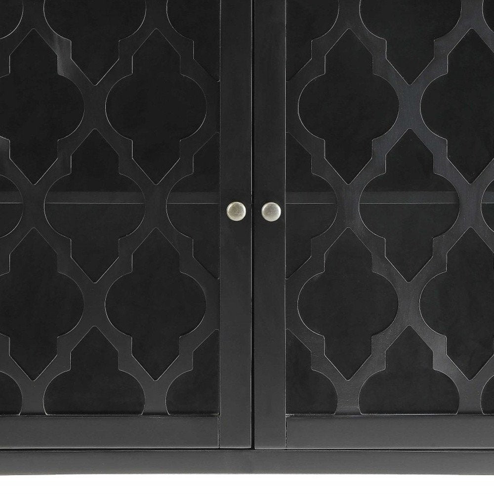 34" Black Sideboard with Two Glass Doors
