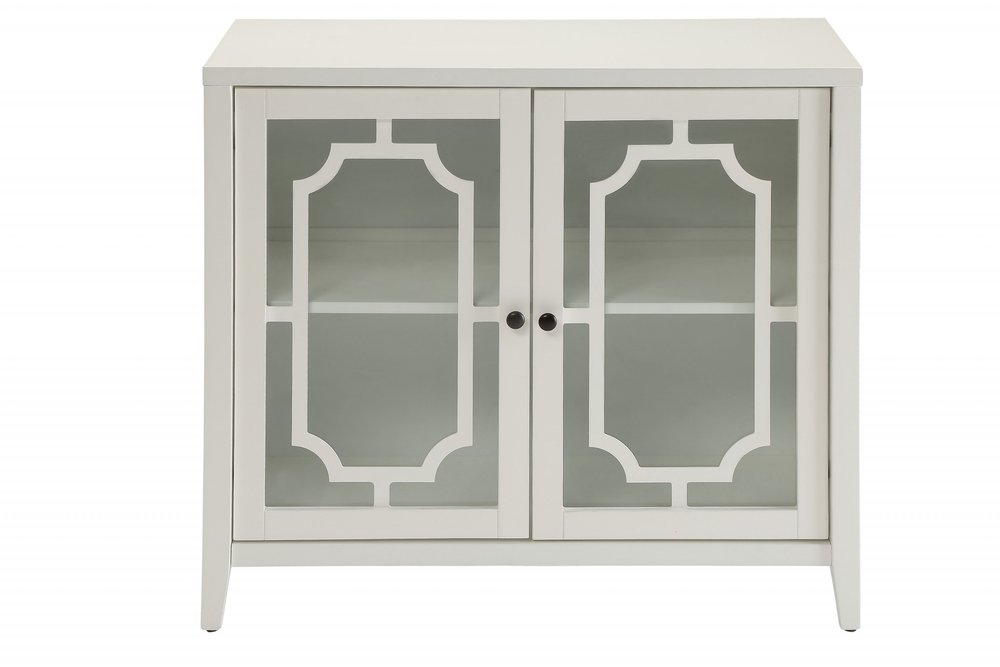 34" White Sideboard with Two Glass Doors