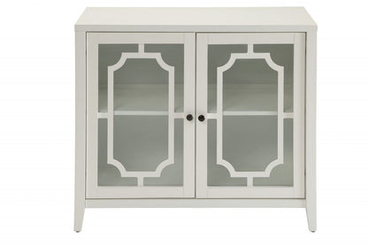 34" White Sideboard with Two Glass Doors