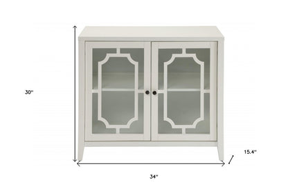 34" White Sideboard with Two Glass Doors