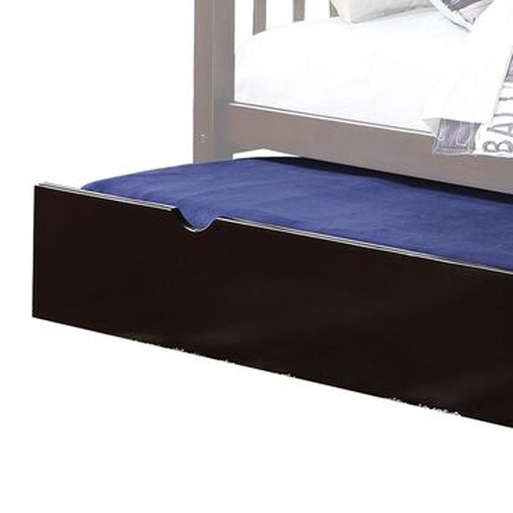 Espresso Solid Wood Twin Bed Frame With Trundle