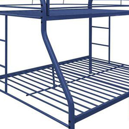 78" X 54" X 60" Twin Over Full Blue Metal Tube Bunk Bed