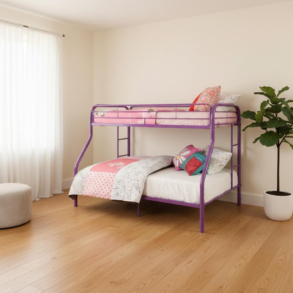 Black Twin Over Full Contemporary Metal Bunk Bed